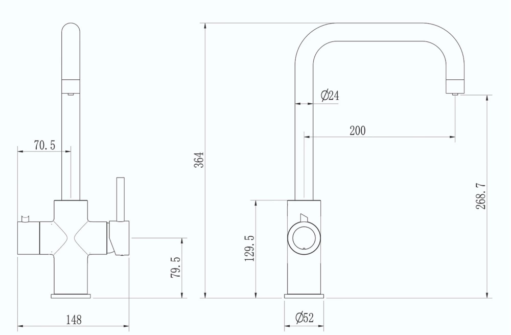 ETAL 4-in-1 Instant Hot Water Kitchen Tap Gun Metal - Image 4