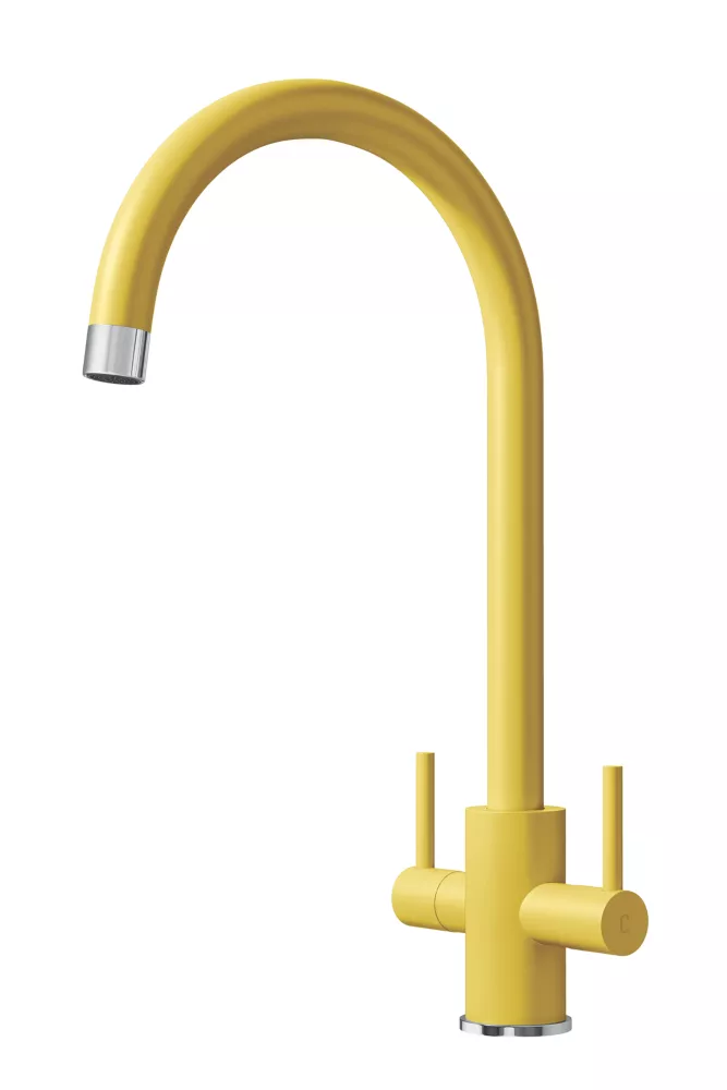 ETAL Sorrento Twin Lever Kitchen Mixer Tap Matt Yellow