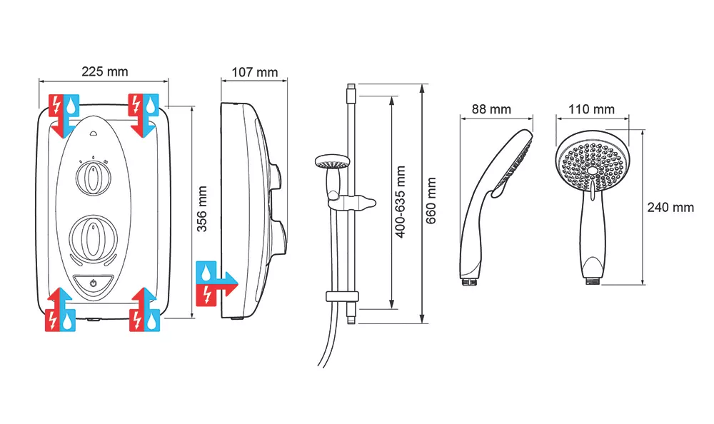 Mira Sprint Multi-Fit White 9.5kW Electric Shower - Image 5