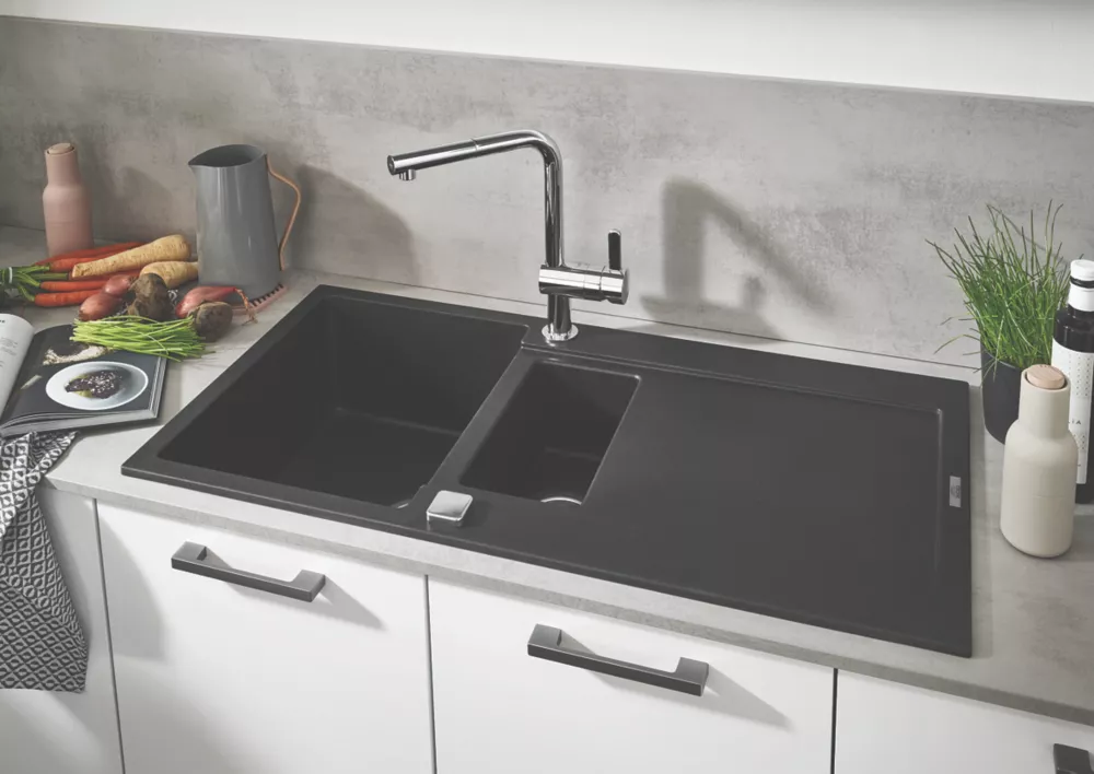 Grohe K500 1.5 Bowl Granite Composite Sink Black Reversible 1000 X 500mm - Image 2