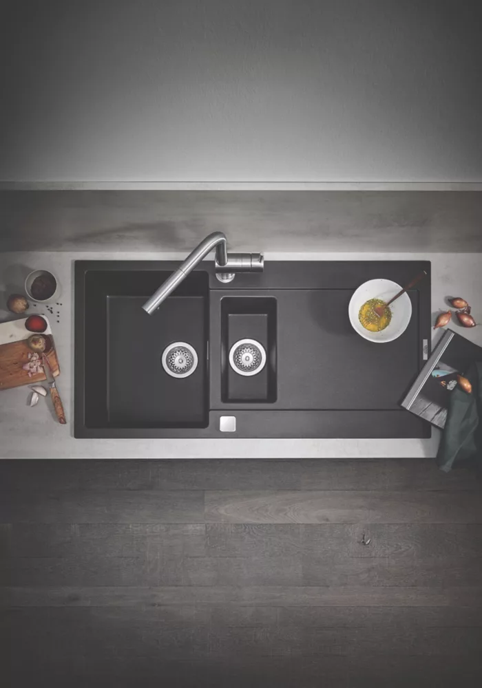 Grohe K500 1.5 Bowl Granite Composite Sink Black Reversible 1000 X 500mm - Image 3