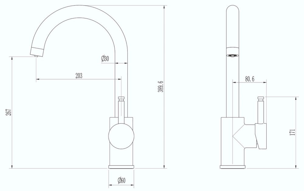 ETAL Single Lever 3-in-1 Hot Water Kitchen Tap Brushed Brass - Image 4