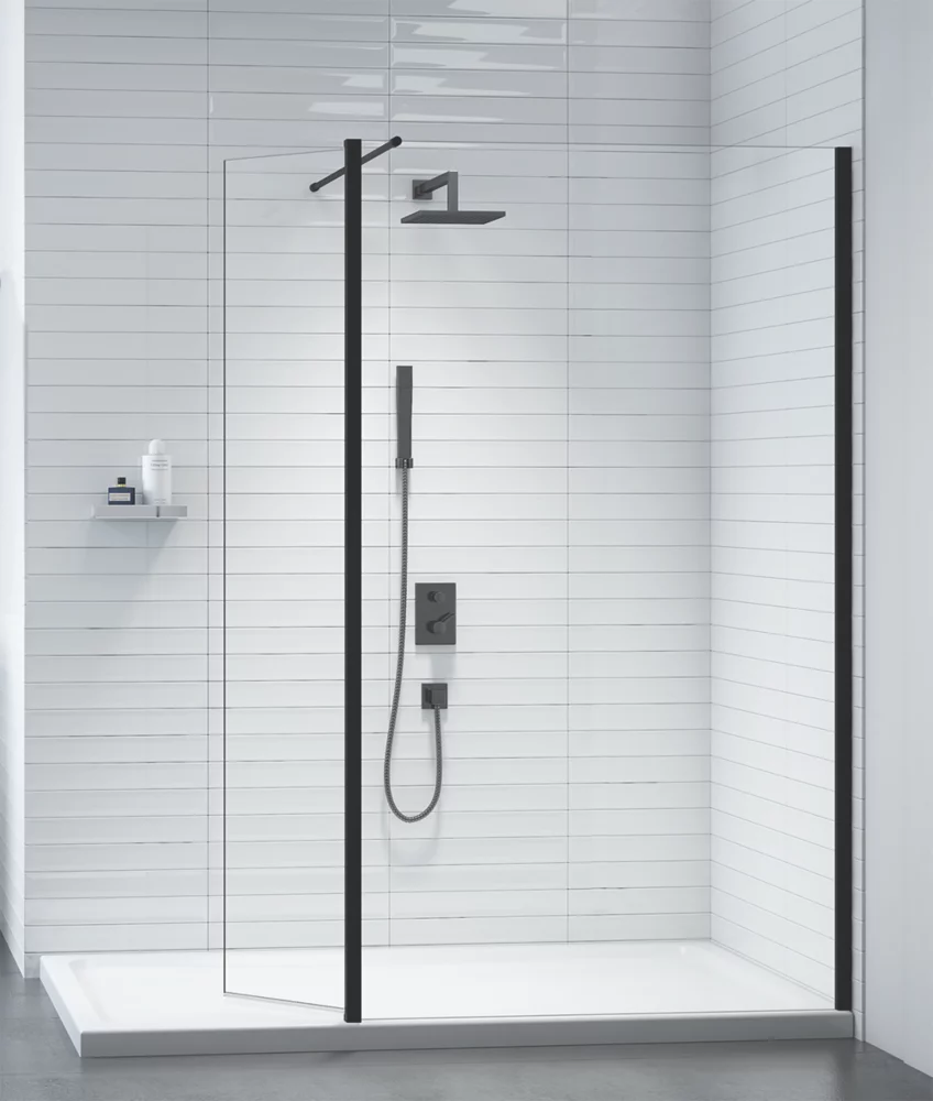 Triton Neo Frameless Showerwall & Swivel Panel Black 900 X 2000mm - Image 2