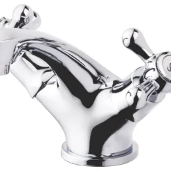 Swirl Traditional Basin Mono Mixer Tap With Clicker Waste Chrome