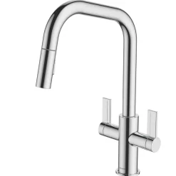 Clearwater Kira KIR20CP Double Lever Tap With Twin Spray Pull-Out Chrome