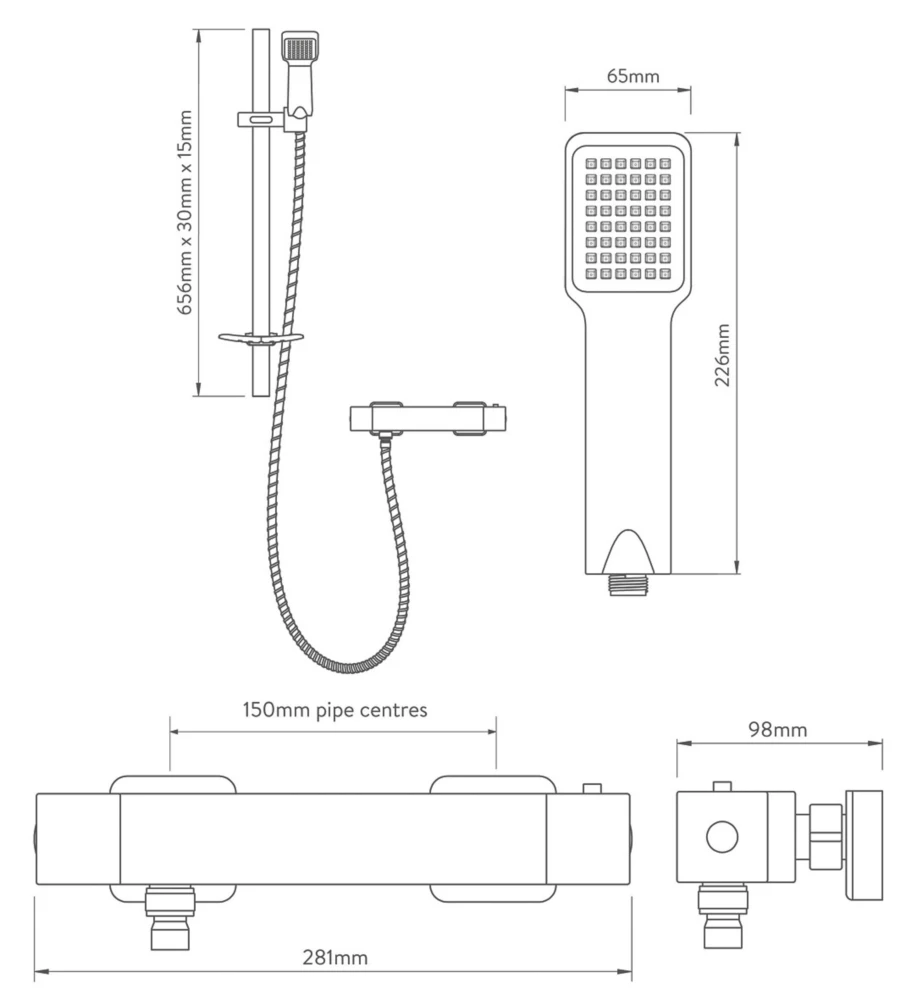 Aqualisa Sierra Rear-Fed Exposed Chrome Thermostatic Mixer Shower - Image 6