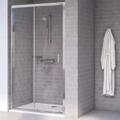 Aqualux Edge 8 Semi-Frameless Rectangular Sliding Shower Door Polished Silver 1000 X 2000mm