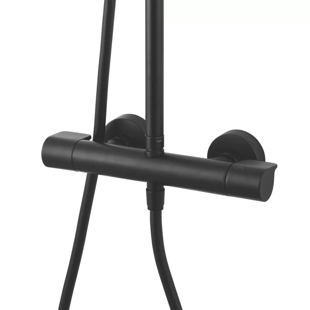 Swirl Rear-Fed Exposed Black Thermostatic Concentric Mixer Shower With Diverter - Image 4