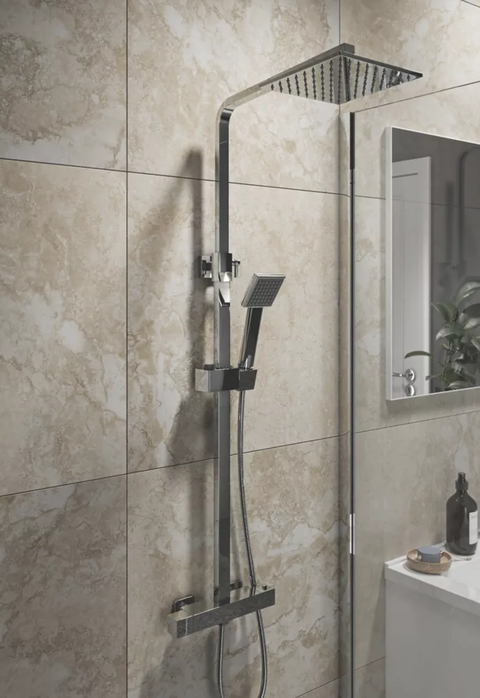 ETAL Marilia Rear-Fed Exposed Polished Chrome Thermostatic Bar Mixer Shower - Image 2