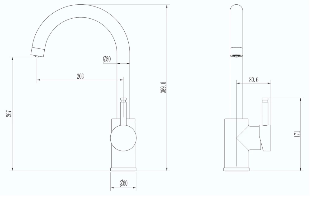 ETAL Single Lever 3-in-1 Hot Water Kitchen Tap Gun Metal - Image 4