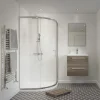 Essentials Framed Quadrant Shower Enclosure Reversible Left/Right Opening Polished Silver-Effect/Clear 800 X 800 X 1850mm
