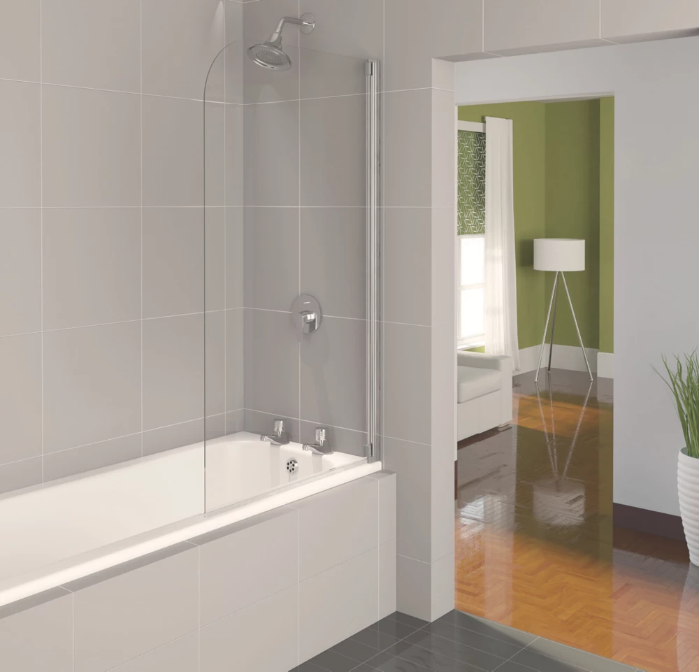 Aqualux Aqua 4 Semi-Framed Silver Bathscreen 1400 X 800mm - Image 4