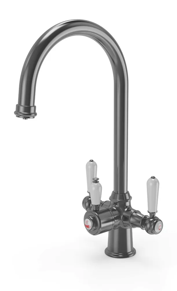 ETAL Traditional Cruciform 3-in-1 Hot Water Kitchen Tap Gun Metal