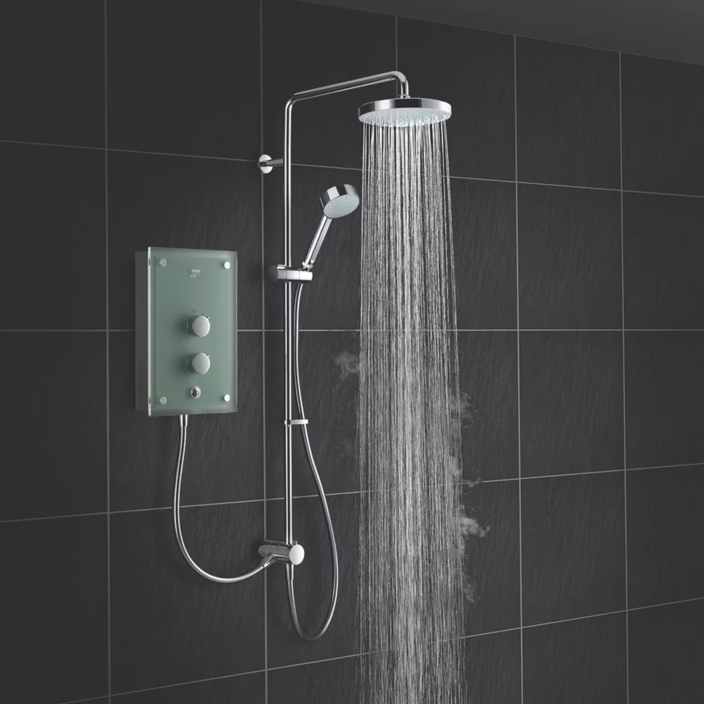 Mira Azora Dual Frosted Green 9.8kW Thermostatic Dual Outlet Electric Shower - Image 2