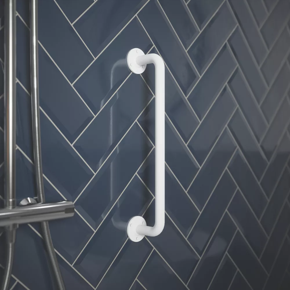 Rothley Angled Household Steel Grab Rail Matt White 457mm - Image 2