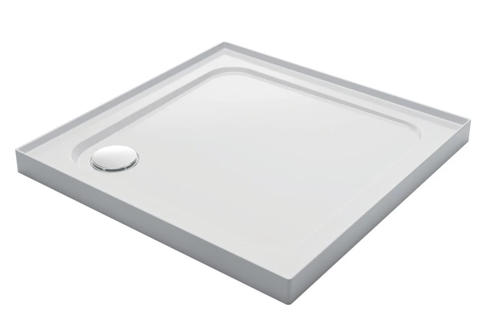 Mira Flight Low Corner Waste Square Shower Tray With 4 Upstands White 900 X 900 X 40mm