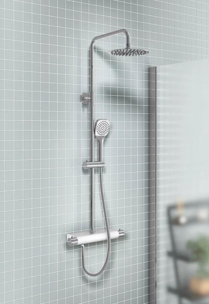 ETAL Garda Rear-Fed Exposed Polished Chrome Thermostatic Bar Mixer Shower - Image 2