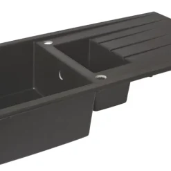 Essentials 1.5 Bowl Plastic & Resin Kitchen Sink & Drainer Black Reversible 1000 X 500mm
