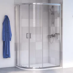 Aqualux Edge 6 Semi-Frameless Offset Quadrant Shower Enclosure LH/RH Polished Silver 1200 X 800 X 1900mm