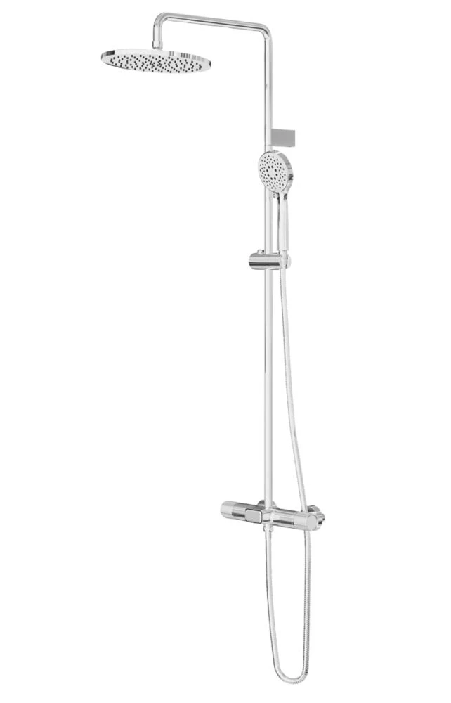 Swirl Lulworth Rear-Fed Exposed Chrome Plated Thermostatic Mixer Shower With Diverter