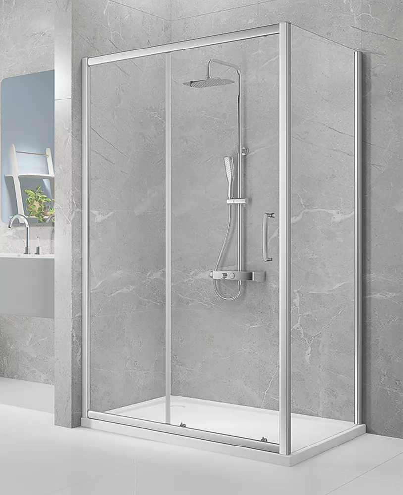Triton Neo Eight Framed Rectangular Sliding Door Shower Enclosure Reversible Chrome 1200 X 900 X 1900mm