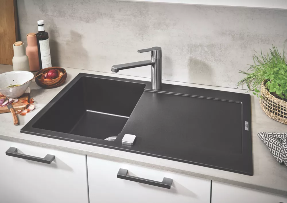 Grohe K500 1 Bowl Granite Composite Sink Black Reversible 860 X 500mm - Image 2