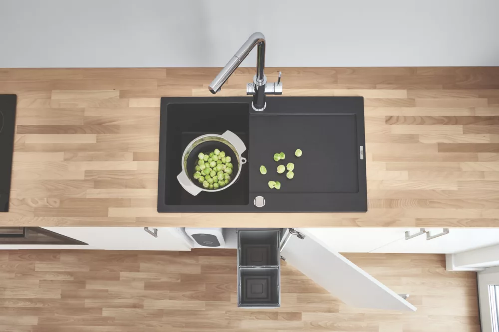 Grohe K500 1 Bowl Granite Composite Sink Black Reversible 860 X 500mm - Image 5