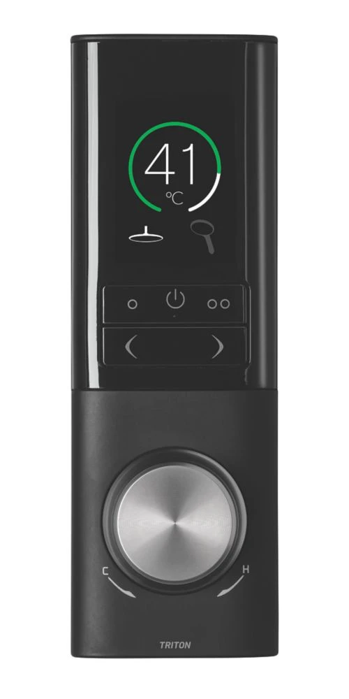 Triton H2ome Gravity-Pumped Ceiling & Rear Fed Dual Outlet Black Thermostatic Digital Mixer Shower - Image 2