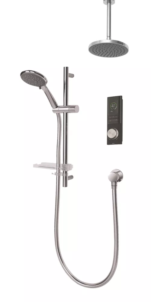 Triton H2ome Gravity-Pumped Ceiling & Rear Fed Dual Outlet Black Thermostatic Digital Mixer Shower