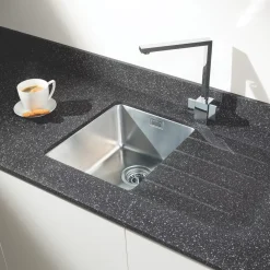 Metis Black Sink Module With 1 Bowl Stainless Steel Sink 3050 X 620 X 15mm