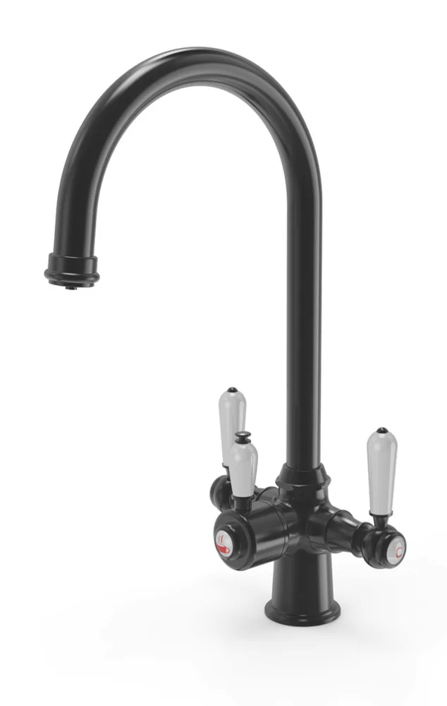 ETAL Traditional Cruciform 3-in-1 Hot Water Kitchen Tap Matt Black