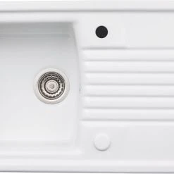 Abode Milford 1 Bowl Fireclay Ceramic Kitchen Sink With Reversible Drainer 500 X 184mm