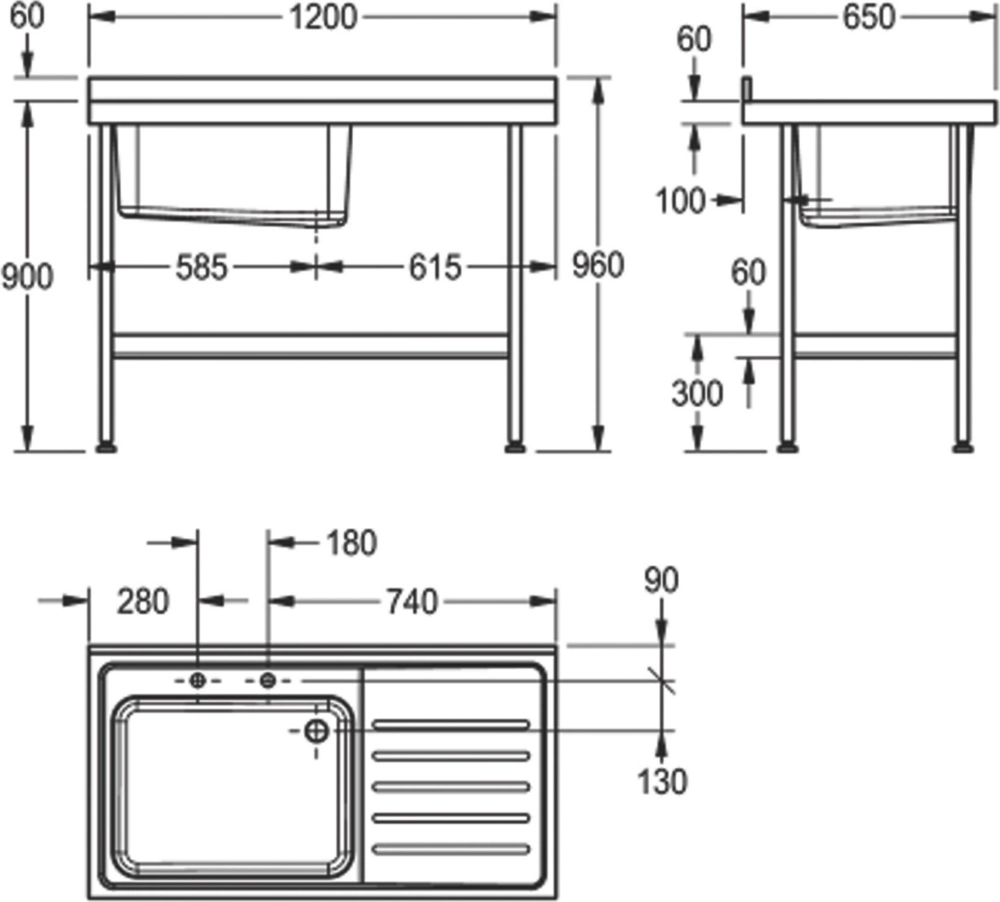 Franke Midi 1 Bowl Stainless Steel Catering Sink 1200 X 650mm - Image 2