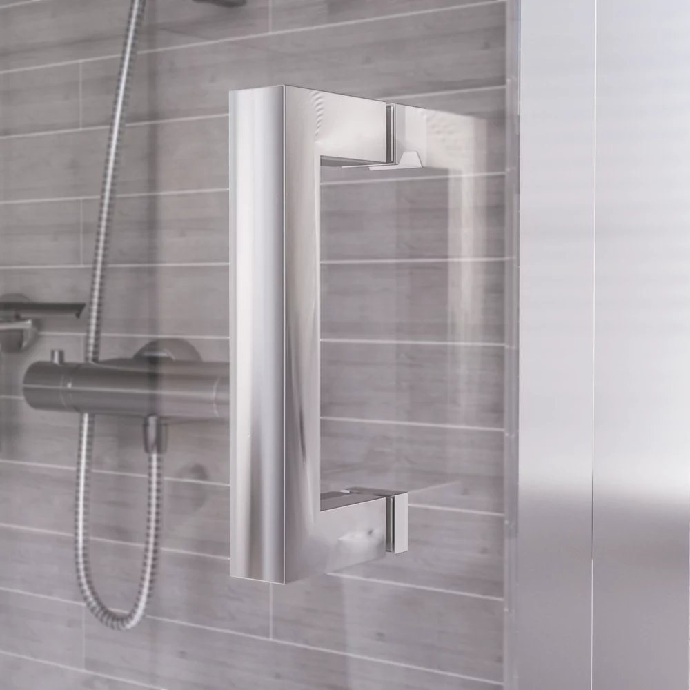 Aqualux Edge 8 Semi-Frameless Rectangular Shower Enclosure Reversible Left/Right Opening Polished Silver 1000 X 900 X 2000mm - Image 2