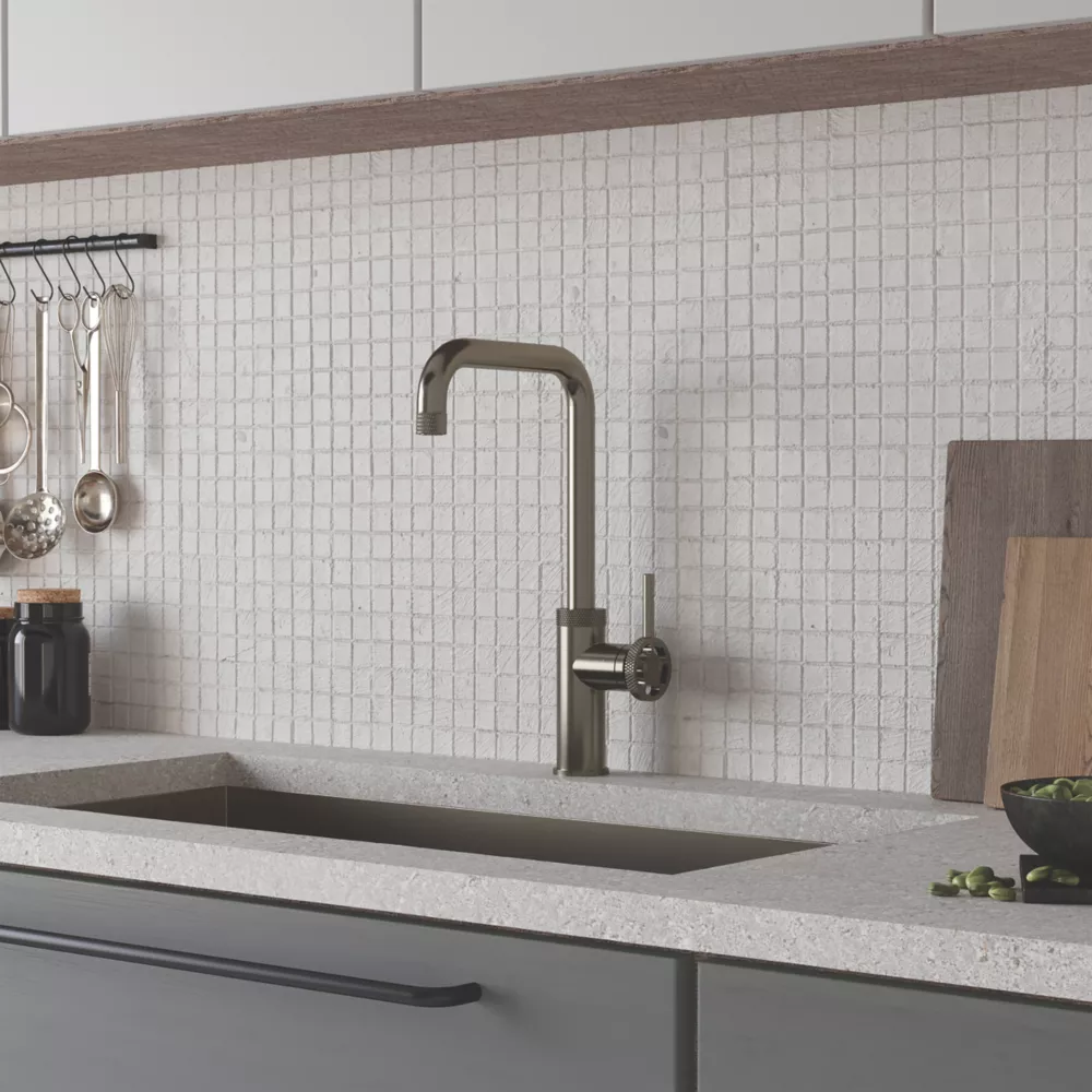 ETAL Caprise Industrial Style Kitchen Mixer Tap Brushed Steel - Image 2