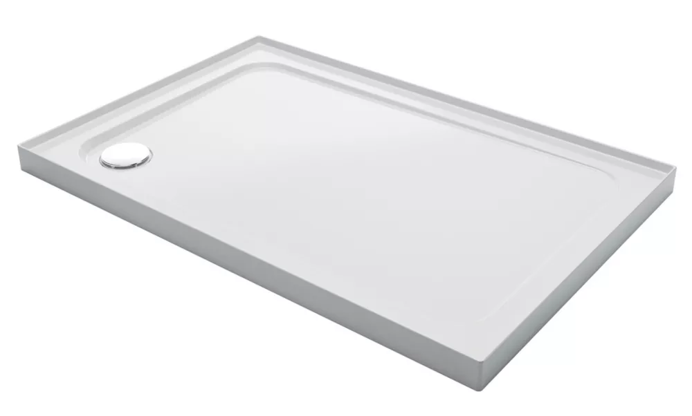 Mira Flight Low Corner Waste Rectangular Shower Tray With Upstands White 1200 X 760 X 40mm