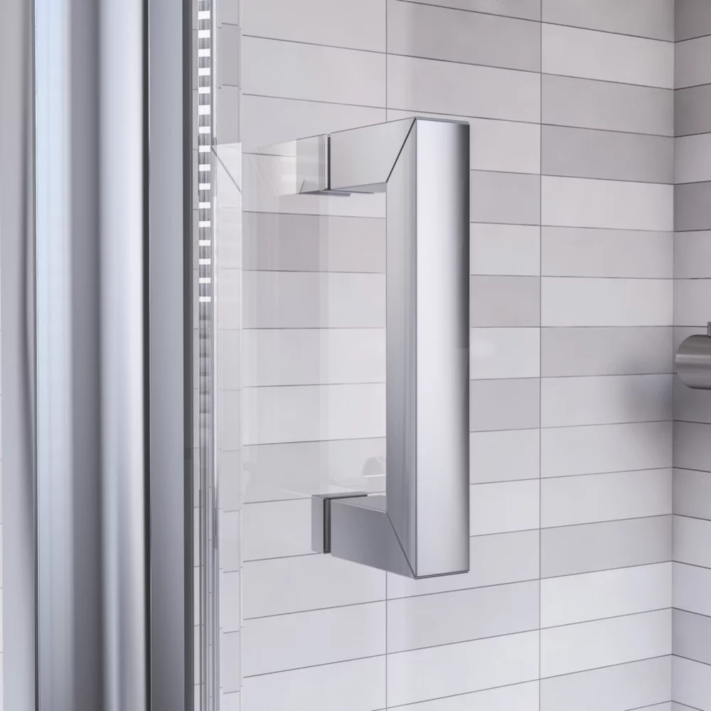 Aqualux Edge 6 Semi-Frameless Square Pivot Shower Door Polished Silver 900 X 1900mm - Image 2