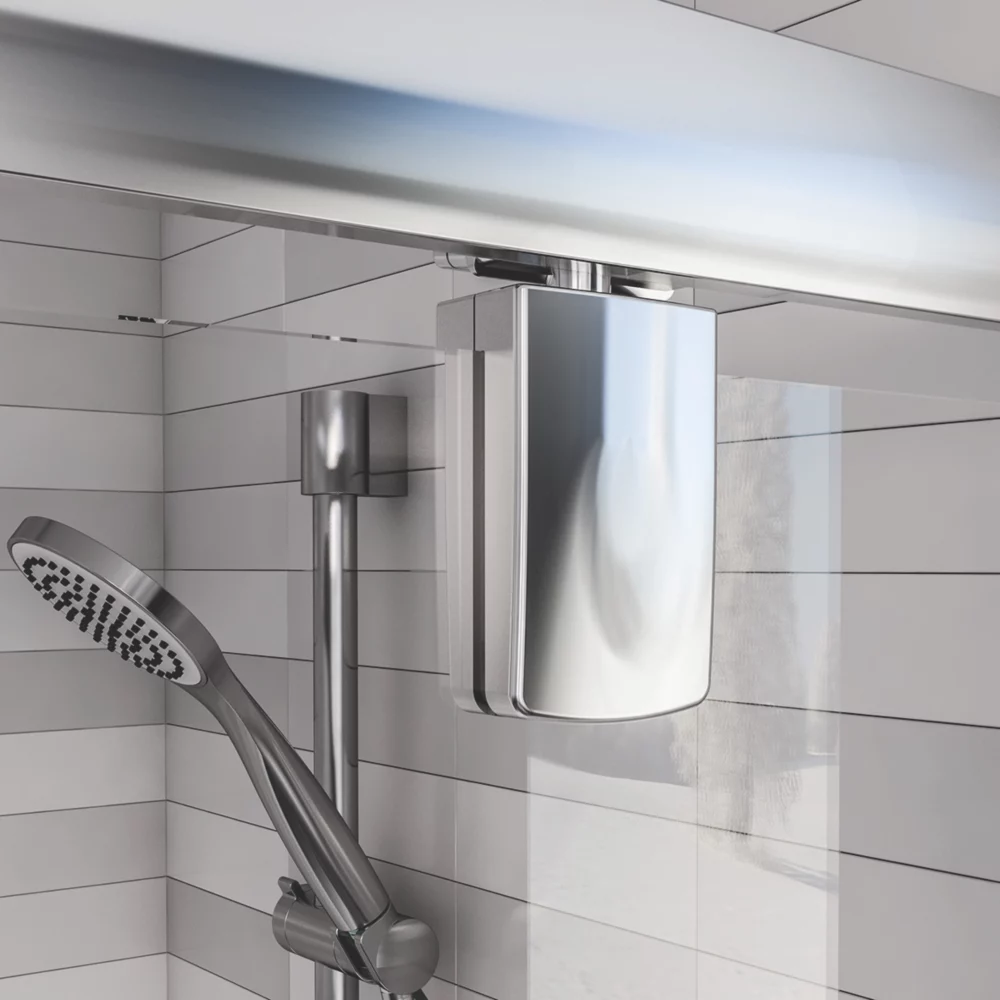 Aqualux Edge 6 Semi-Frameless Square Pivot Shower Door Polished Silver 900 X 1900mm - Image 3