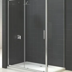 Triton Fast Fix Framed Rectangular Sliding Door With Side Panel Non-Handed Chrome 1700 X 760 X 1900mm