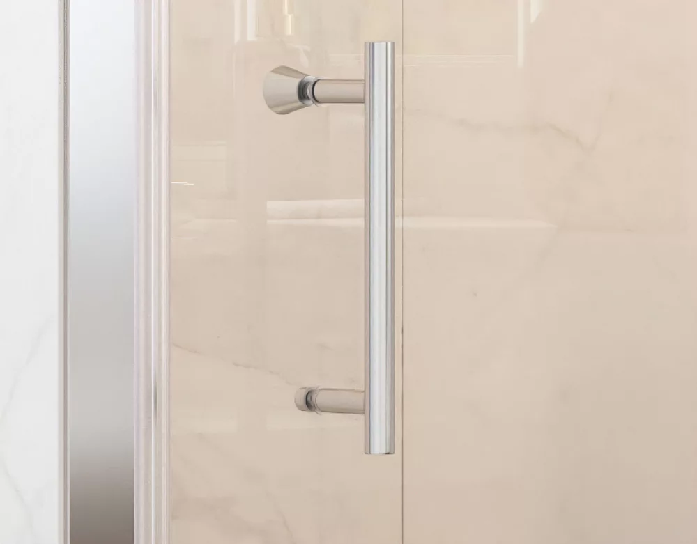 Essentials Framed Quadrant Shower Enclosure Reversible Left/Right Opening Polished Silver-Effect/Clear 900 X 900 X 1850mm - Image 2