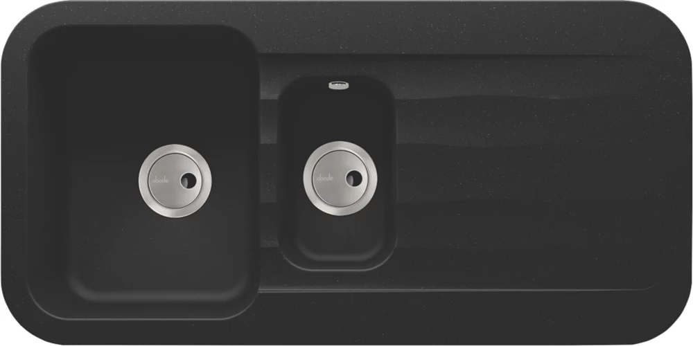 Abode Dune 1.5 Bowl Granite Composite Kitchen Sink Black Reversible 1000 X 500mm - Image 2