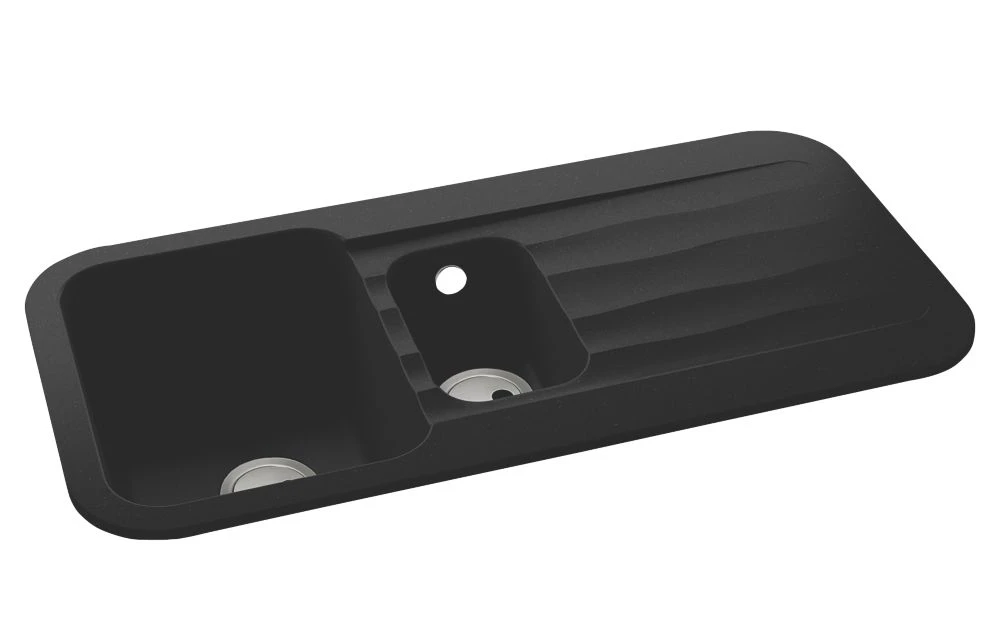 Abode Dune 1.5 Bowl Granite Composite Kitchen Sink Black Reversible 1000 X 500mm