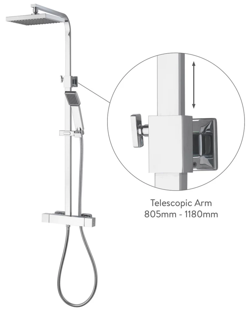 Aqualisa Sierra Rear-Fed Exposed Chrome Thermostatic Bar Diverter Mixer Shower - Image 7