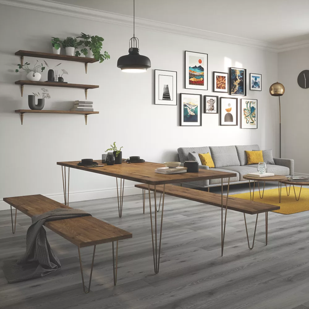 Rothley 3-Pin Hairpin Worktop Leg Antique Brass 710mm - Image 3