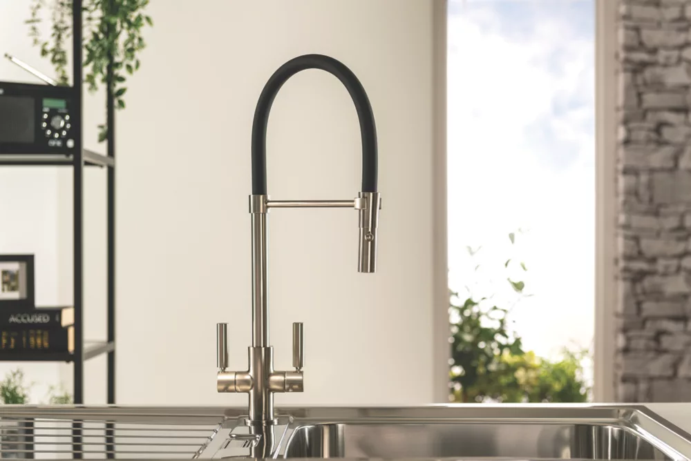 Abode Globe Professional AT2161 Pull-Out Spray Mono Mixer Kitchen Tap Brushed Nickel - Image 2