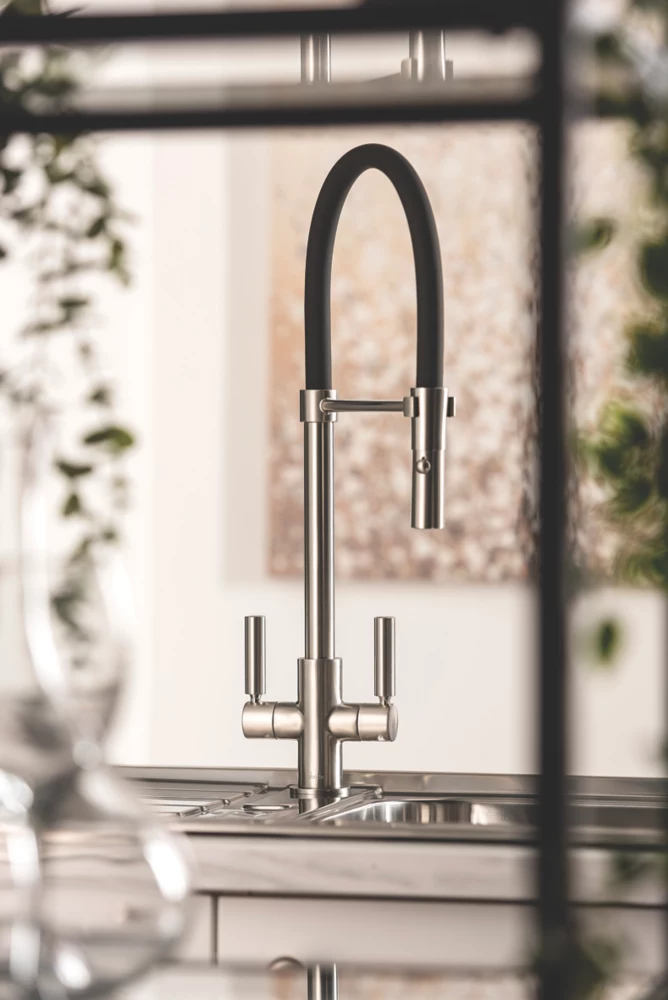 Abode Globe Professional AT2161 Pull-Out Spray Mono Mixer Kitchen Tap Brushed Nickel - Image 3