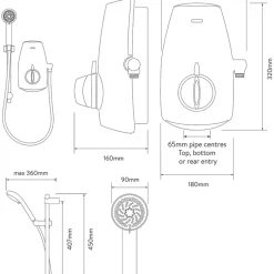 Aqualisa Aquastream Gravity-Pumped White Thermostatic Power Shower 7 Aqualisa Aquastream Gravity-Pumped White Thermostatic Power Shower -Zenith Shop 4137X A3