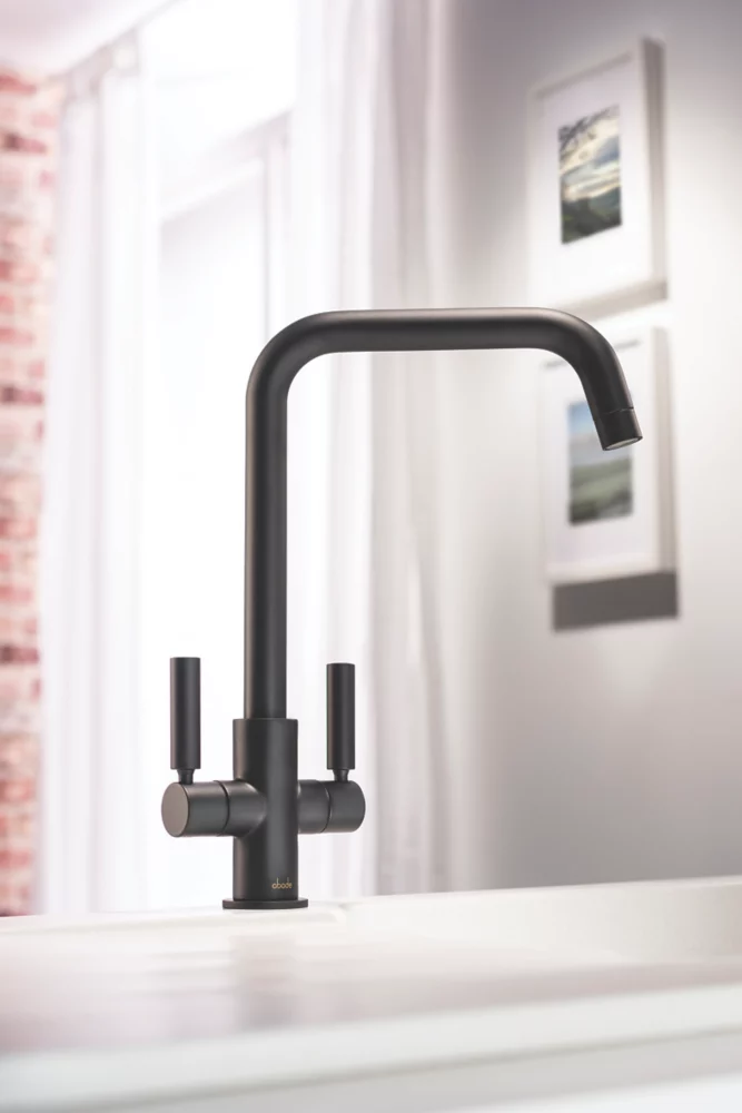 Abode Globe Quad Dual-Lever Mono Mixer Kitchen Tap Black - Image 3