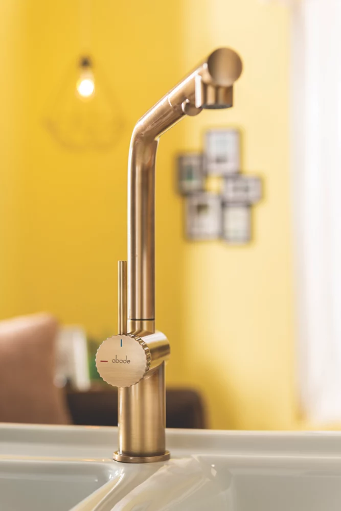 Abode Fraction Mono Mixer Kitchen Tap Antique Brass - Image 2