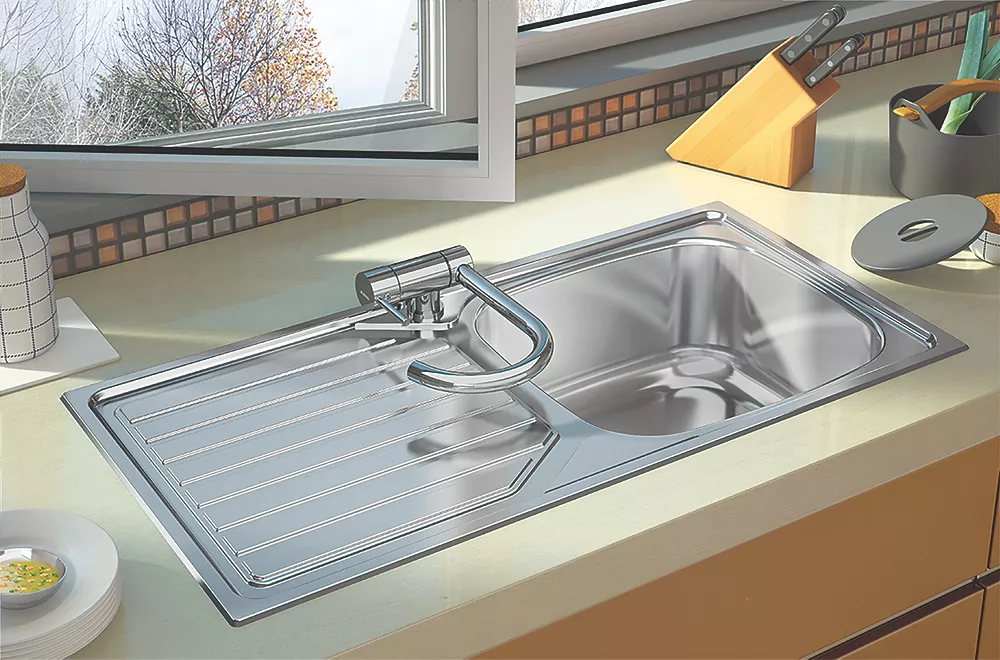 Clearwater OKIO 1 Bowl Stainless Steel Kitchen Sink & Drainer 1000 X 500mm - Image 2
